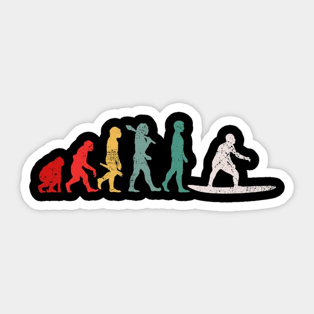 Surfing Evolution Retro Sticker by KAWAIITEE